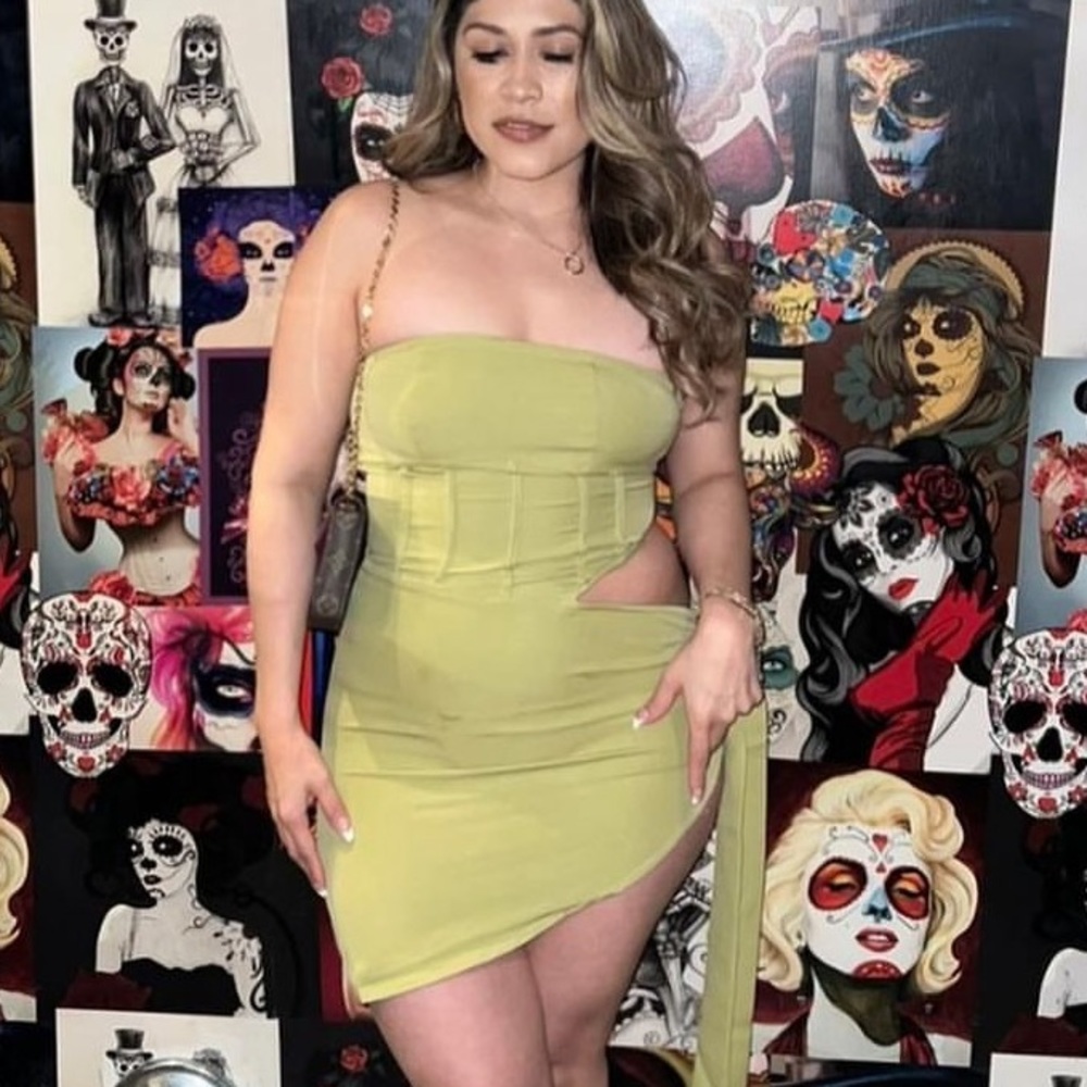 Prettylittlething Olive Corset Side Tie Bodycon Dress
